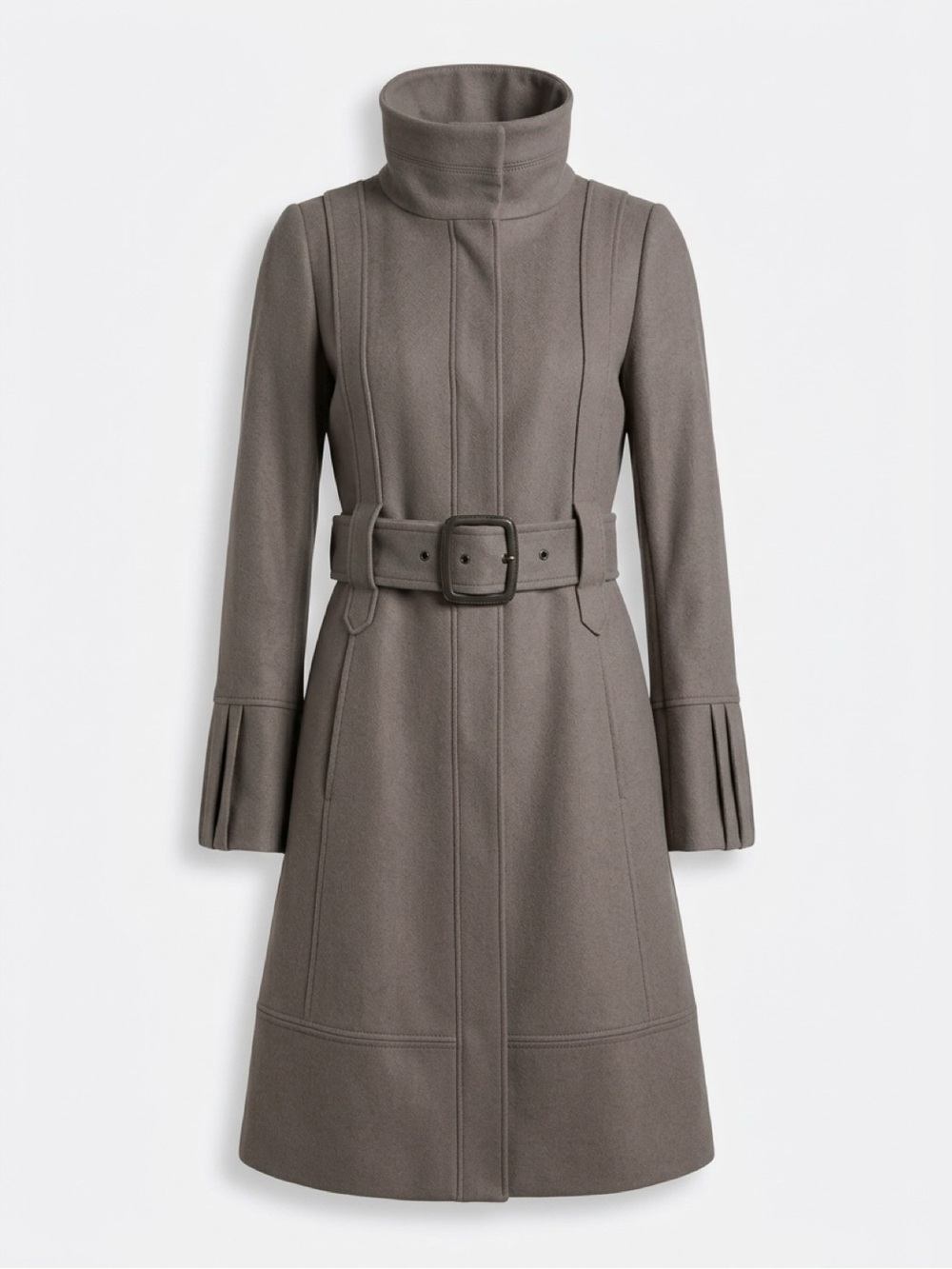 Zara Dark Gray Long-Sleeve Belted Coat Dress